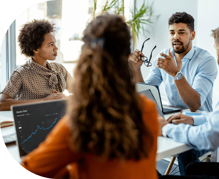 Business discussion between coworkers