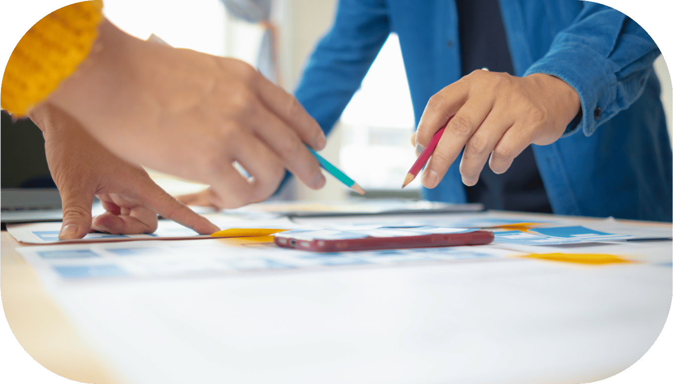 Close up of two people collaborating