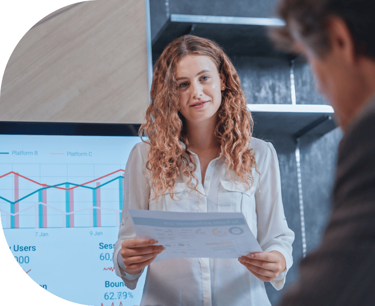 A woman giving a presentation