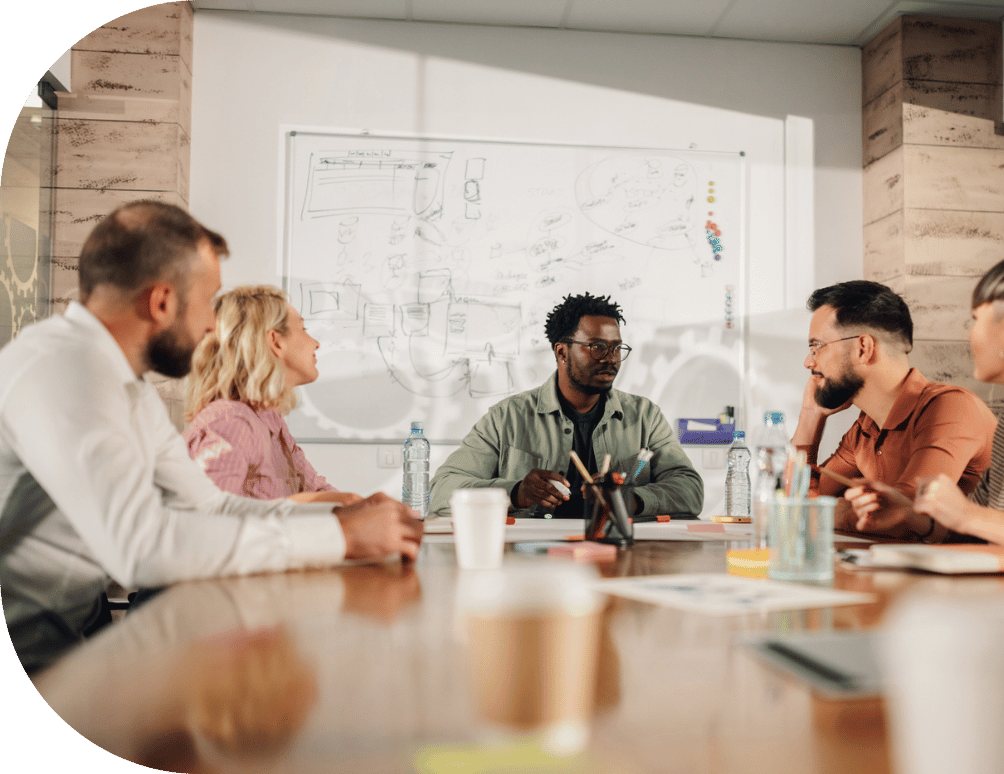 A team meeting with five members