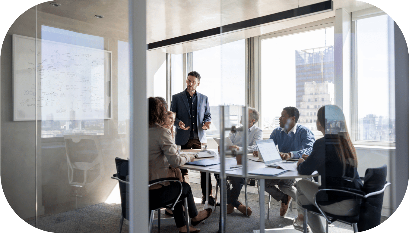 Four coworkers in a meeting