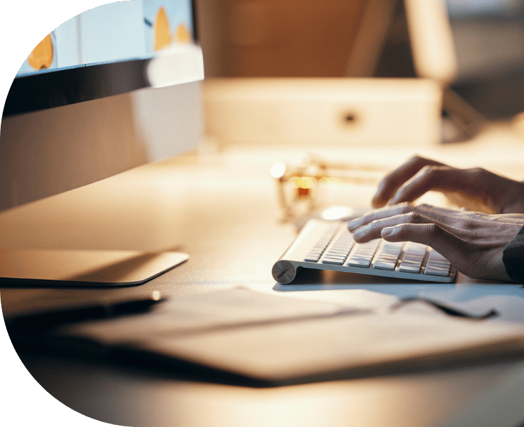 Close up of someone typing