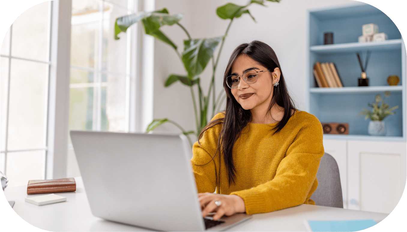 A woman working on her laptop