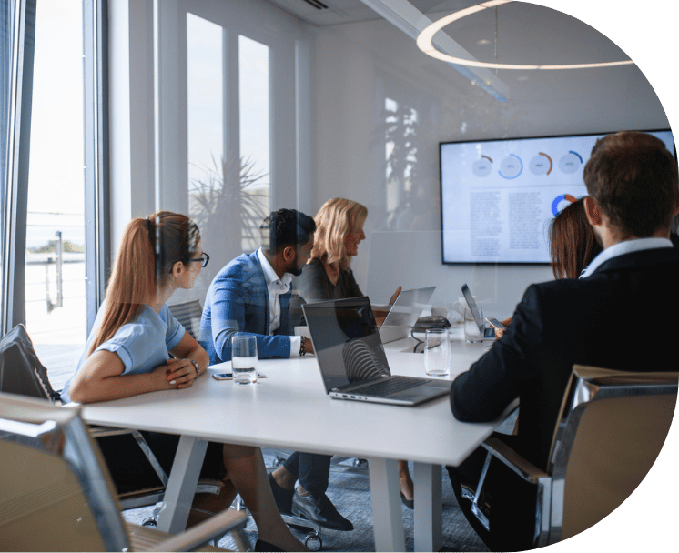 A team reviewing metrics in a meeting